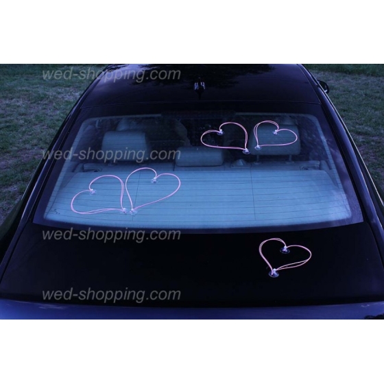 Rosa hjärtan till bröllopsbil