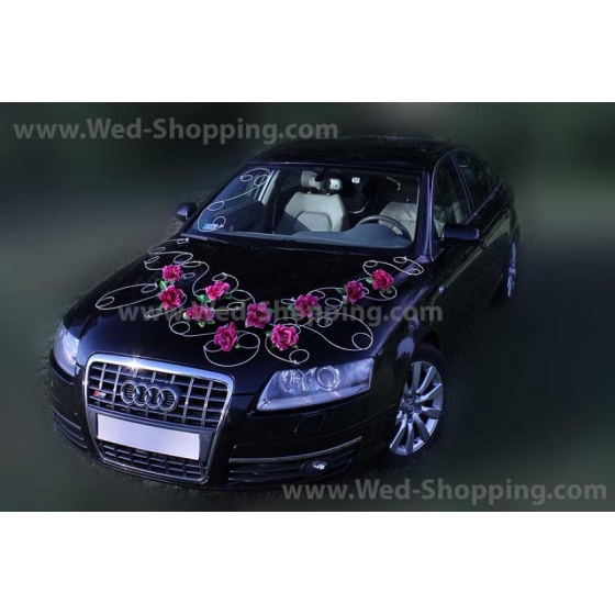 Pynt till bröllopsbil Bourgogne rosor