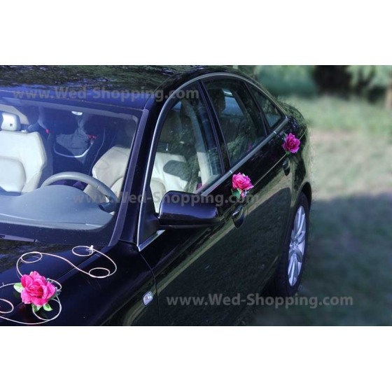 Pynt till bröllopsbil Bourgogne rosor