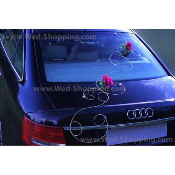 Pynt till bröllopsbil Bourgogne rosor