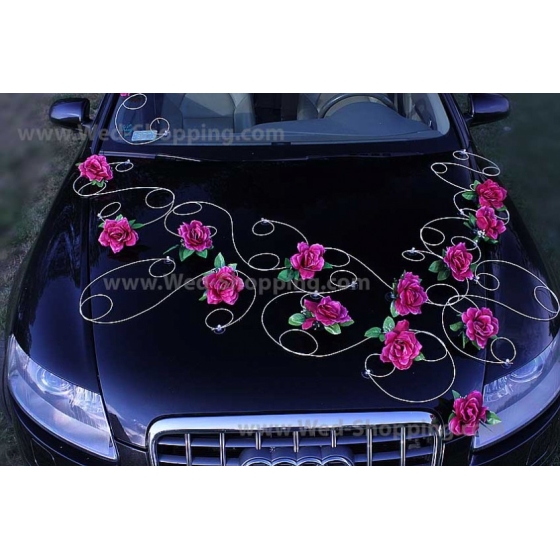 Bilpynt till bröllop Bourgogne rosor