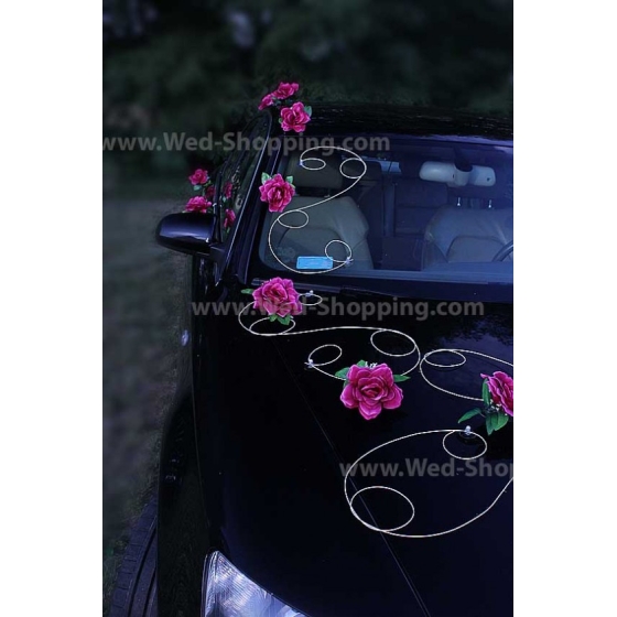 Bilpynt till bröllop Bourgogne rosor