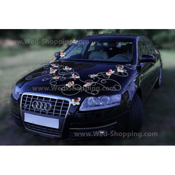 Bilpynt till bröllopsbil gula orkidéer