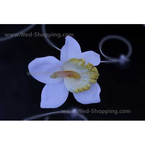 Bilpynt till bröllopsbil vita orkidéer