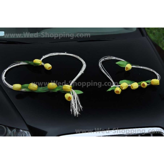 Bildekoration bröllop gula tulpaner