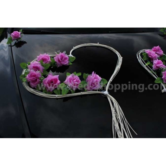 Dekoration bill bröllop hjärta mauve rosor