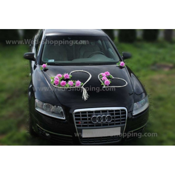 Dekoration bill bröllop hjärta mauve rosor