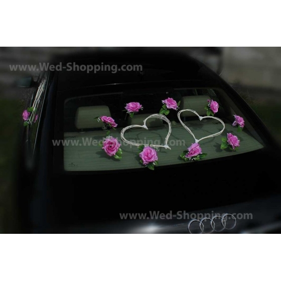 Dekoration bill bröllop hjärta mauve rosor