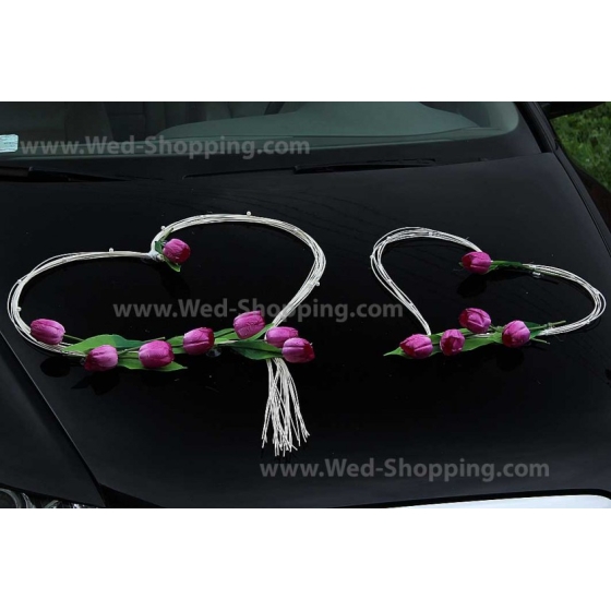 Bil Dekoration Bröllop Lila Tulpaner