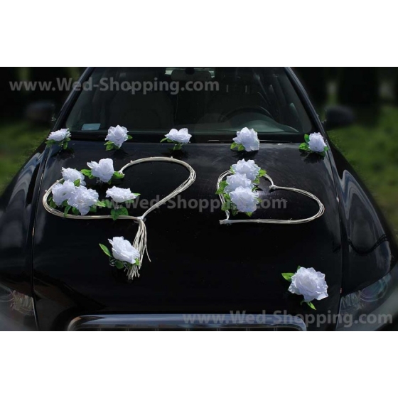 Dekoration till brÃ¶llop bil vita rosor