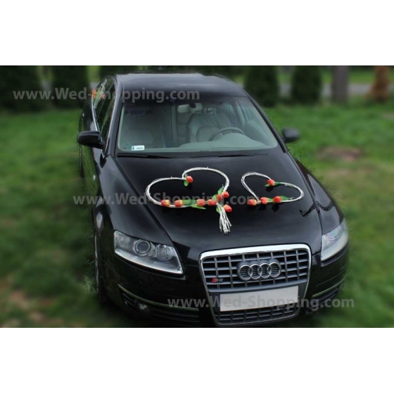 Bil buketter bröllop Orange-gula tulpaner konstgjorda blommor