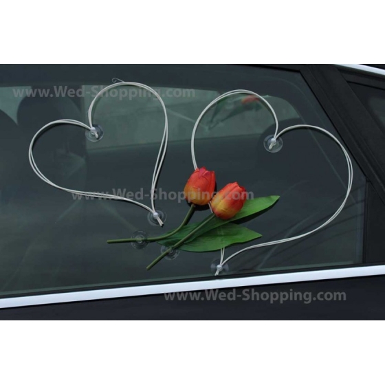 Bil buketter bröllop Orange-gula tulpaner konstgjorda blommor