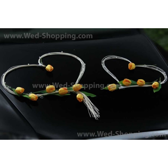 Bil buketter bröllop gula tulpaner konstgjorda blommor