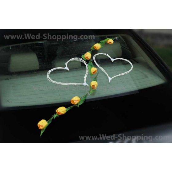 Bil buketter bröllop gula tulpaner konstgjorda blommor