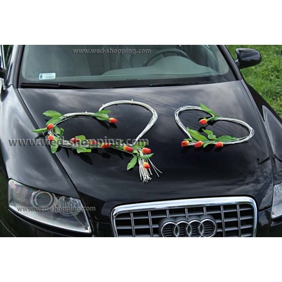 Bil buketter bröllop Orange-gula tulpaner konstgjorda blommor