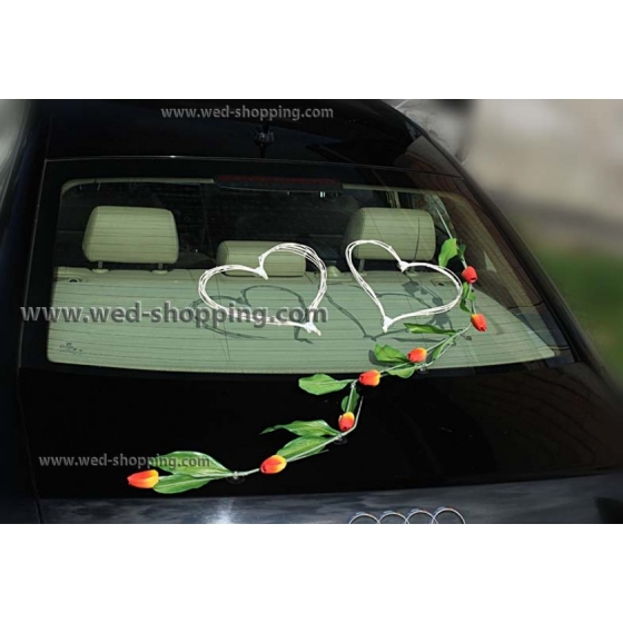 Bil buketter bröllop Orange-gula tulpaner konstgjorda blommor