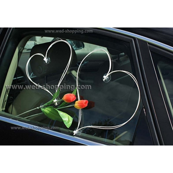 Bil buketter bröllop Orange-gula tulpaner konstgjorda blommor