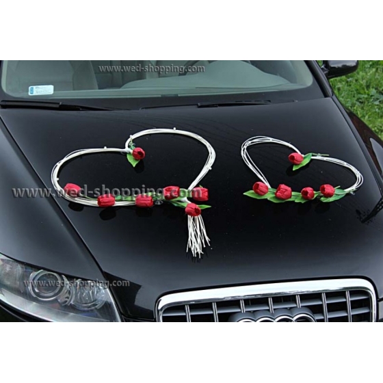 Bil buketter bröllop röda tulpaner