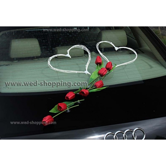 Bil buketter bröllop röda tulpaner