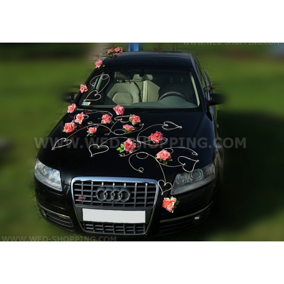 Korall rosor dekoration till bröllop bil