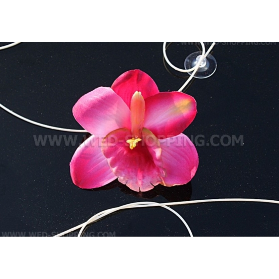 Bilpynt till bröllop mörk rosa orkidéer