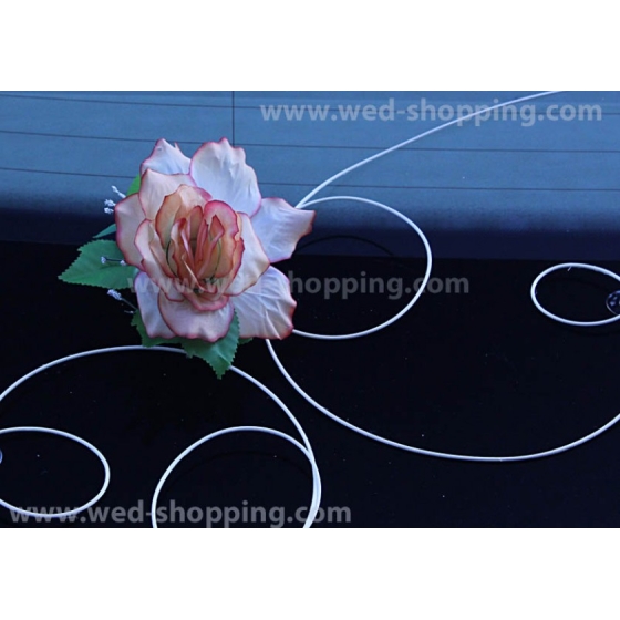 Pynt till bröllopsbil Salmon rosor