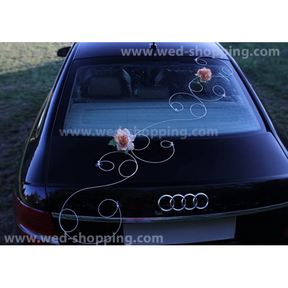 Pynt till bröllopsbil Salmon rosor