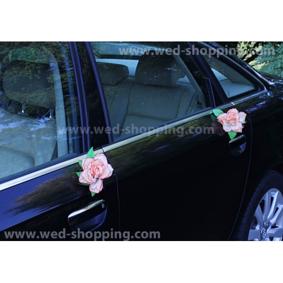 Pynt till bröllopsbil Salmon rosor