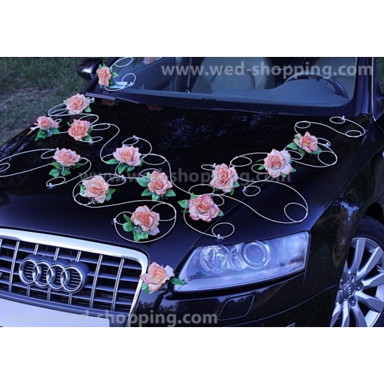 Pynt bröllopsbil rosor salmon