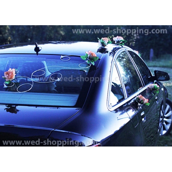 Pynt bröllopsbil rosor salmon