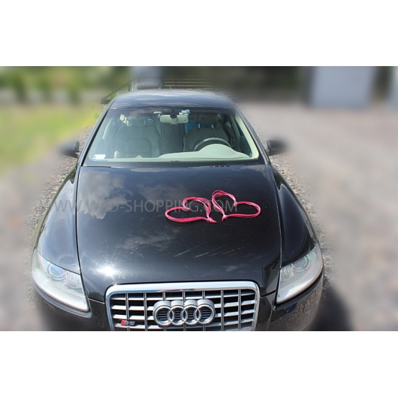 Röda rottinghjärtan för bröllop bil dekoration