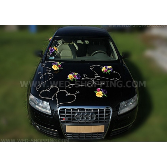 Violett-gul-vinröd rosor Bildekoration till bröllop