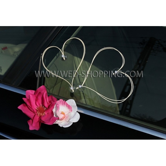 Bröllop bil dekoration Kit - rosa Dahlias och vit Orchids