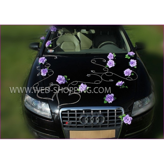 Dekoration bil bröllop rosor ljuslila
