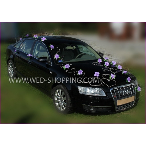 Dekoration bil bröllop rosor ljuslila