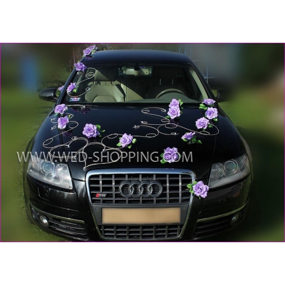 Dekoration bil bröllop rosor ljuslila
