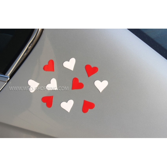 Magnethjärtan bröllopsbil vit