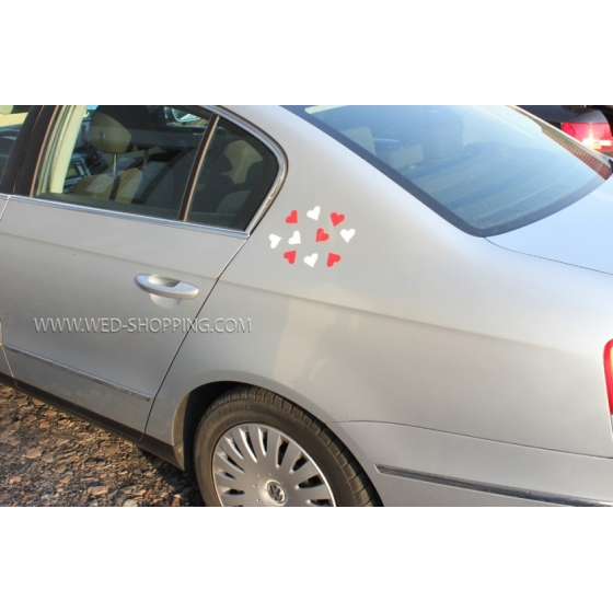 Magnethjärtan bröllopsbil vit