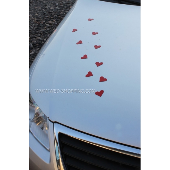 Magnethjärtan bröllopsbil vit