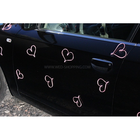 Rosa hjärtan till bröllopsbil