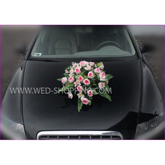 Bröllop bil bukett rosor och orkidéer - Pink