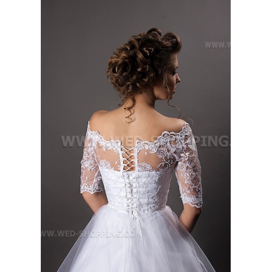 Off-Shoulder spets bolero jacka halv långa ärmar snörning bak