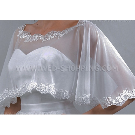 Tyll cape med spets för bruden