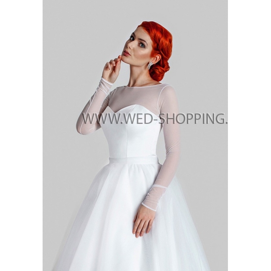 Bröllop brud bolero töjbar tyll långa ärmar