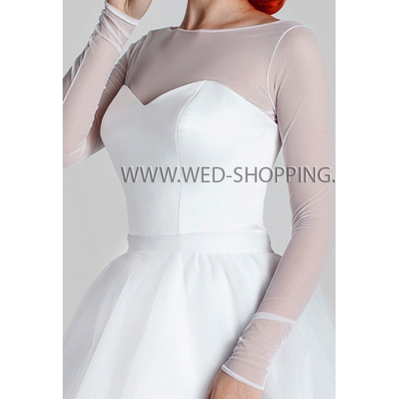 Bröllop brud bolero töjbar tyll långa ärmar