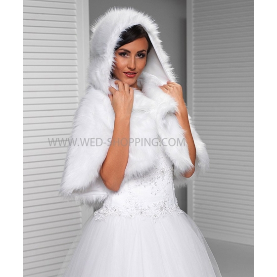 Brud Capa med huva fejkpäls varg