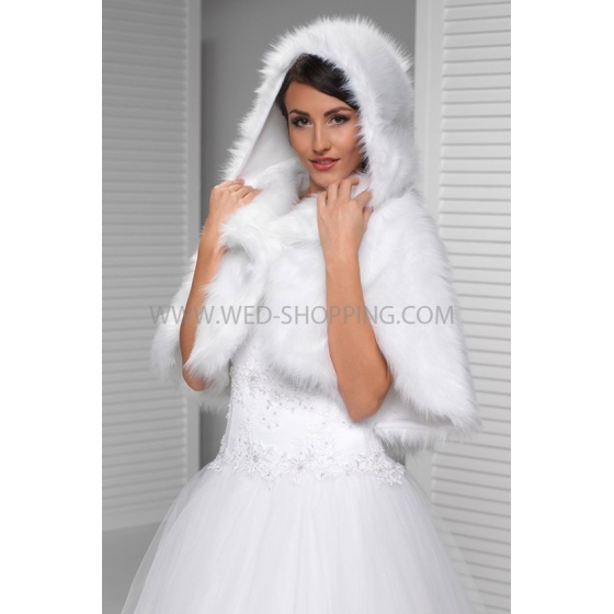 Brud Cape med huva fuskpäls varg