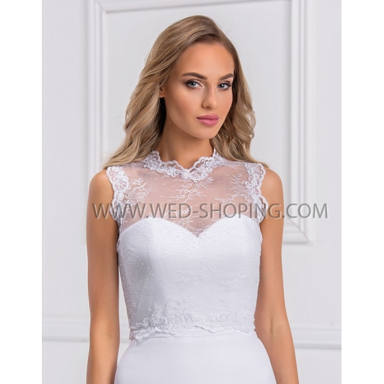 Ärmlös spetstopp bröllop