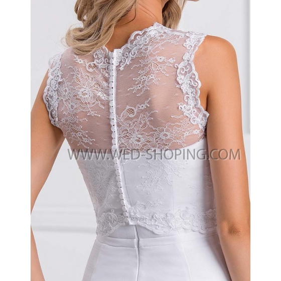 Ärmlös spetstopp bröllop