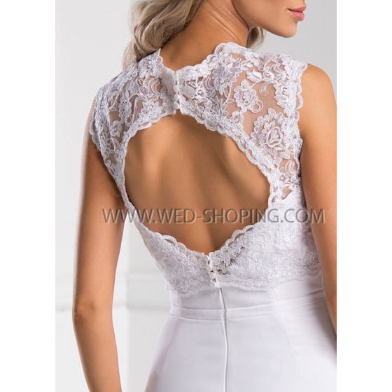 Ärmlös spetstopp bröllop